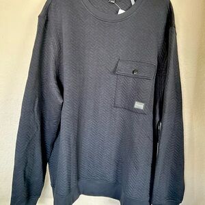 Karl Lagerfeld Black Crewneck Sweatshirt Herringbone Pattern with Pocket